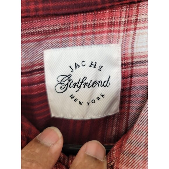 JACHS Girlfriend Red & White Plaid Button-Up Long Sleeve Shirt With pockets - Picture 10 of 12